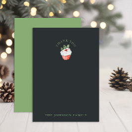 クリスマスカップケーキウォーターカラーサンキューカード サンキューカード