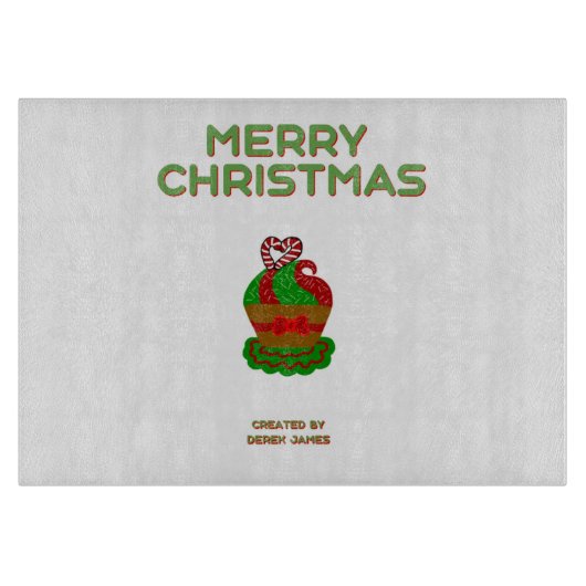 クリスマスカップケーキガラス切断板 カッティングボード (正面)