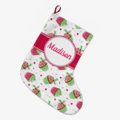 クリスマスカップケーキデザイン（クリスマスカラー） ラージクリスマスストッキング (正面 (吊り時))