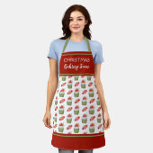 クリスマスカップケーキベーキングチームホリデー エプロン (着用した状態)