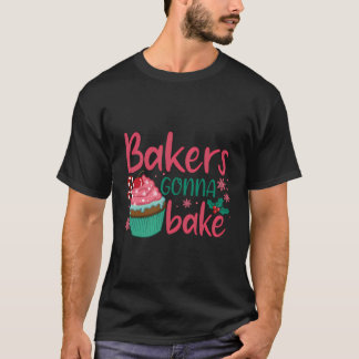 クリスマスカップケーキマッチンググループを焼くパン屋 Tシャツ