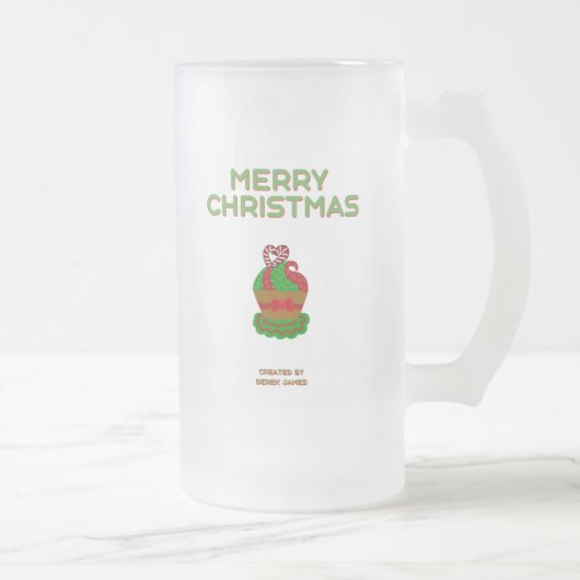 クリスマスカップケーキ大きなすりガラスのマグカップ フロストグラスビールジョッキ (右)