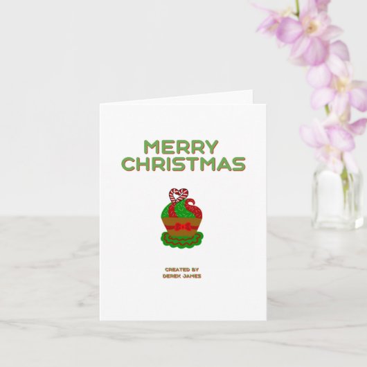 クリスマスカップケーキ小さな垂直グリーティングカード カード (蘭)