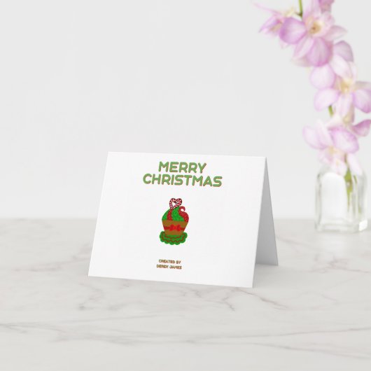 クリスマスカップケーキ小さな水平グリーティングカード カード (蘭)