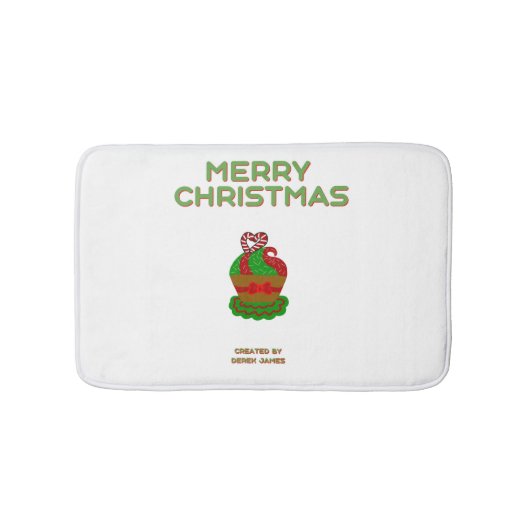 クリスマスカップケーキ小風呂マット バスマット (正面)