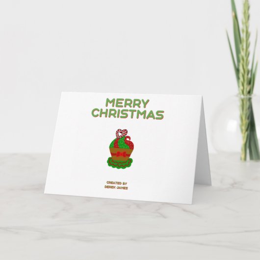 クリスマスカップケーキ標準サイズのグリーティングカード カード (正面)
