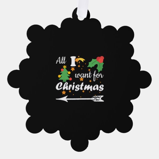 クリスマスカップルのシャツが欲しいもの オーナメントカード (正面)