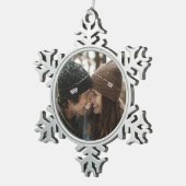 クリスマスカップルのスノーフレーク スノーフレークピューターオーナメント (右)