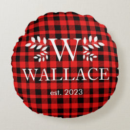 クリスマスカップルの休日のモノグラムの新しい写真 ラウンドクッション