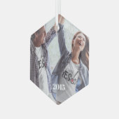 クリスマスカップルの写真 ガラスオーナメント (正面左)