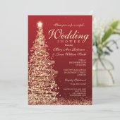 クリスマスカップルシャワーレッド金ゴールド 招待状 (スタンド正面)