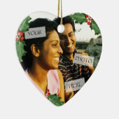 クリスマスカップルハートフォトオーナメント セラミックオーナメント (右)