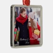 クリスマスカップル写真オーナメント年WSq メタルオーナメント (右)