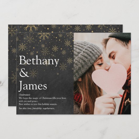 クリスマスカップル定義ブラックボード写真 シーズンカード (正面/裏面)