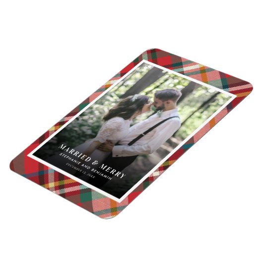 クリスマスカップル結婚したの写真とメリー休日 マグネット (左側)