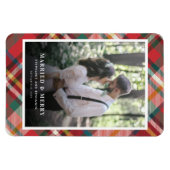 クリスマスカップル結婚したの写真とメリー休日 マグネット (横)