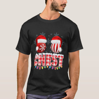 クリスマスカップル胸のナッツ一致する栗の男性 Tシャツ