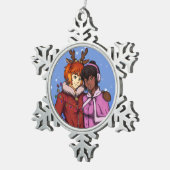 クリスマスカップル スノーフレークピューターオーナメント (右)
