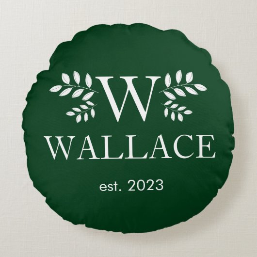 クリスマスカップル ホリデーモノグラム 新婚写真 ラウンドクッション (正面)