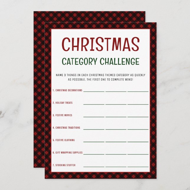 クリスマスカテゴリワードゲーム |フェスティバルパーティーゲーム (正面/裏面)