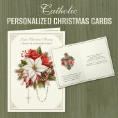 クリスマスカトリックのロザリオのメアリーハートポインセティアス シーズンカード