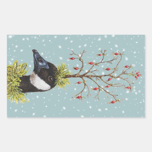 クリスマスカナダのガチョウのシール 長方形シール (正面)