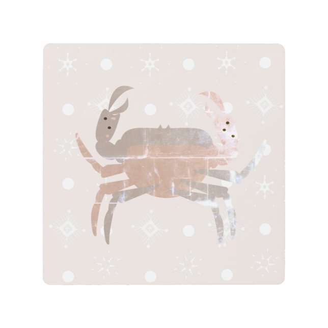 クリスマスカニ海ビーチシー甲殻類自然 メタルプリント (正面)