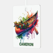 クリスマスカヌー名前をカスタムする メタルオーナメント (正面左)