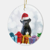 クリスマスカネコルソ犬 セラミックオーナメント (左)