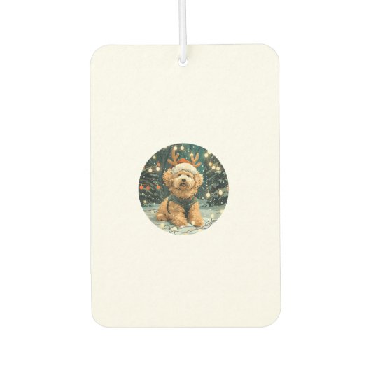 クリスマスカバプーのトナカイ犬サンタハットかわいいホリ カーエアーフレッシュナー (正面)