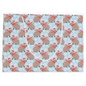 クリスマスカピバラおもしろいフェスティバル動物愛好家 ラージペーパーバッグ (裏面)