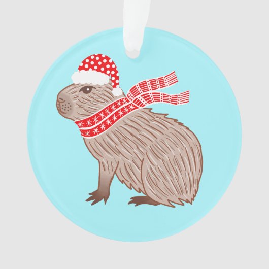 クリスマスカピバラおもしろい動物愛好家 オーナメント (正面)