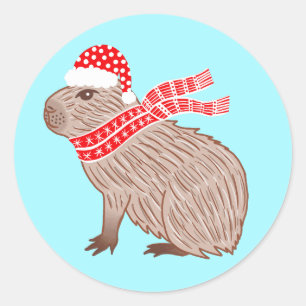 クリスマスカピバラおもしろい動物愛好家 ラウンドシール