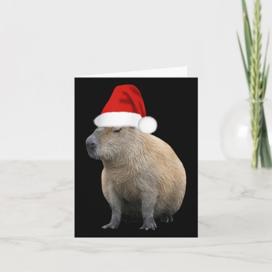 クリスマスカピバラサンタ帽子 カード (正面)