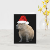 クリスマスカピバラサンタ帽子 カード (黄色い花)
