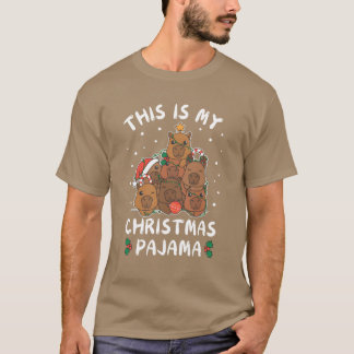 クリスマスカピバラ クリスマスパジャマ レトロ Tシャツ