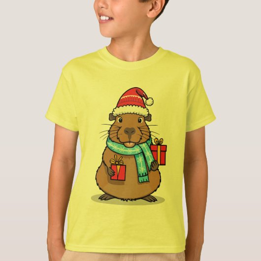 クリスマスカピバラ Tシャツ (正面)