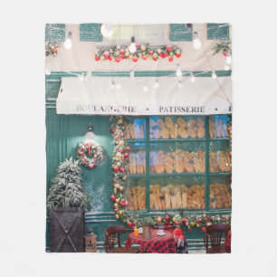 クリスマスカフェのベーカリーの外観とクリスマスデコ フリースブランケット
