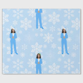 クリスマスカマラハリスサンタブルー氷の雪片 ラッピングペーパー (フラット)