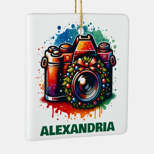 クリスマスカメラ写真愛好家のカスタム セラミックオーナメント (右)