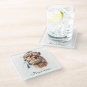 クリスマスカメラ、カスタマイズ可能 ガラスコースター (アングル)