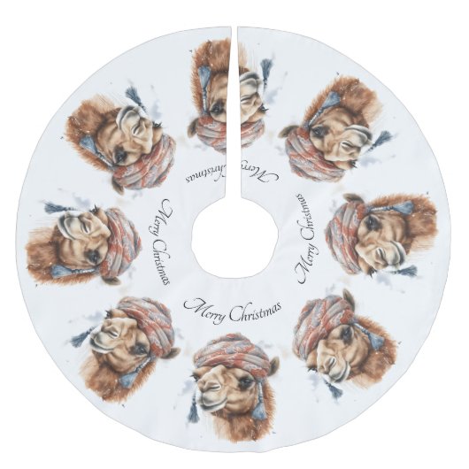 クリスマスカメラ、カスタマイズ可能 ブラッシュドポリエステルツリースカート (正面)