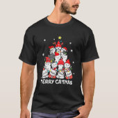 クリスマスカメリーットツリーおもしろいクリスマス猫好きG Tシャツ (正面)