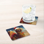 クリスマスカメル3 スクエアペーパーコースター (インサイチュ)