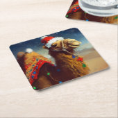 クリスマスカメル3 スクエアペーパーコースター (アングル)