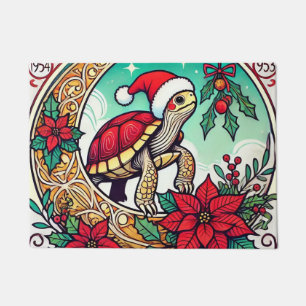 クリスマスカメ ドアマット