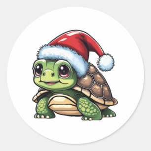 クリスマスカメ ラウンドシール