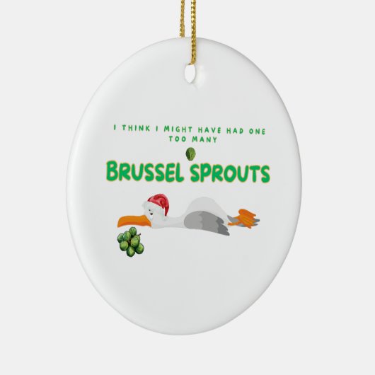 クリスマスカモメ – 多すぎるブラシセルスプラウト セラミックオーナメント (右)