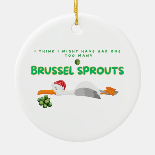 クリスマスカモメ – 多すぎるブラシセルスプラウト セラミックオーナメント (裏面)