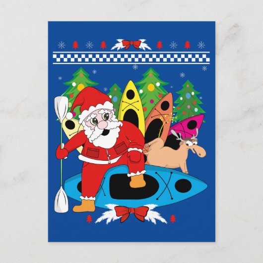 クリスマスカヤックサンタカヤカークリスマスカヤック恋人 ポストカード (正面)